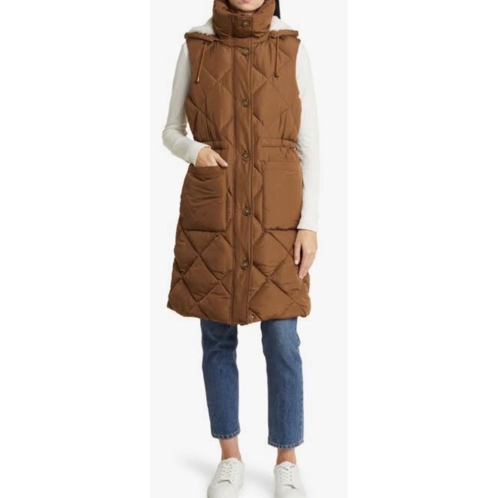 Lucky Brand Oversize Longline Puffer with Removable Hood Medium